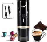 CERA+ Tragbare Espressomaschine One Key Selbstheizende 12V Auto Kaffeemaschine Kompatibel mit NS-Kapseln und gemahlenem Kaffee für Camping, Reisen, Wohnmobil