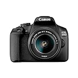 Canon EOS 2000D APS-C DSLR-Kamera mit EF-S 18-55mm Objektiv | 24,1 Megapixel, fest integrierter 3-Zoll-LCD-Monitor, Reihenaufnahmen mit 3 Bildern/Sek, Full-HD-Video, Dual Pixel CMOS AF, Bluetooth