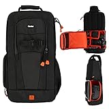 Rollei Fotoliner Ocean Slingbag: Crosspack-Kamerarucksack aus 45 PET-Flaschen, für die kleine Foto-Ausrüstung, inkl. Regenschutz, schwarz