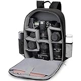 CADeN Kamerarucksack Camera Backpack Wasserabweisend Kameratasche Fototasche Kompatibel mit Sony Canon Nikon und 1 DSLR/SLR 7 Objektiv Stativ Zubehör (Schwarz-L)