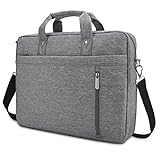 DOB SECHS Laptoptasche 17-17,3 Zoll Aktentaschen Notebooktasche Schulter Tasche für Uni Arbeit Business (Grau)